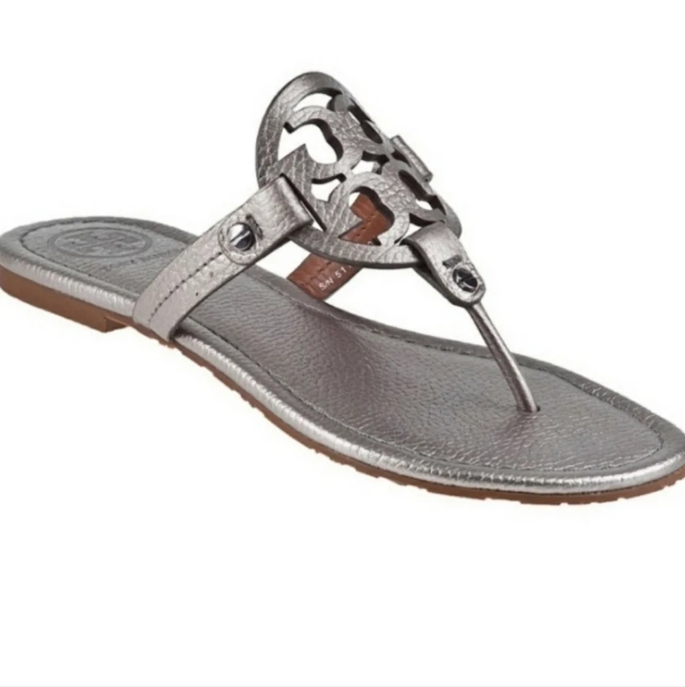 Tory Burch Miller Sandals Pewter Size 9.5